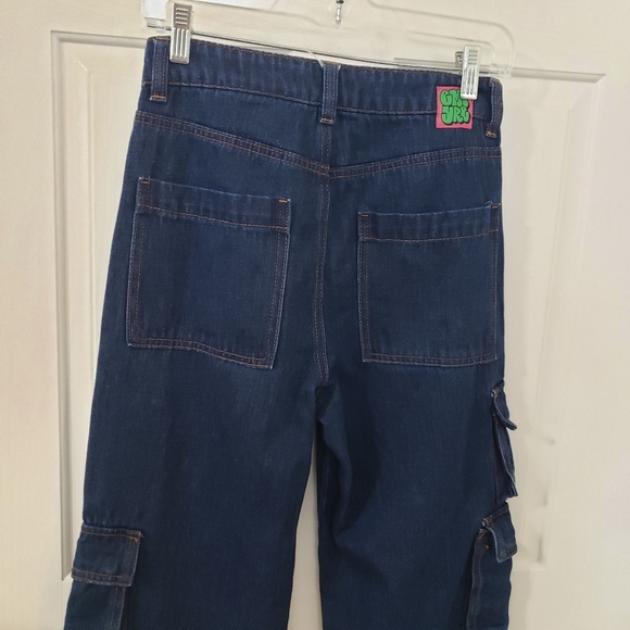 Empyre Tori Cargo Skate Jeans Loose Fit Dark Wash Embroidered Streetwear Size 0 - Picture 9 of 10